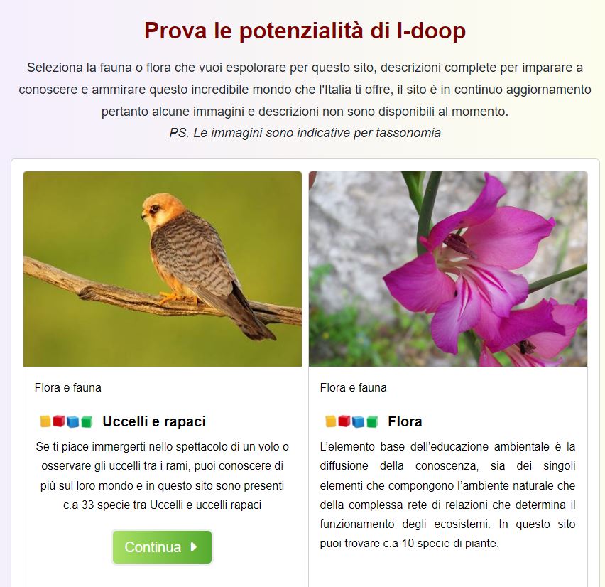 Breve descrizione e link a flora e fauna